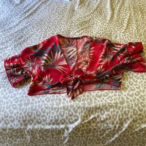 Shein adjustable tie in the front blouse